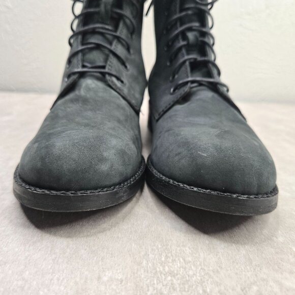 Madewell Combat Boots Leather Black Grunge Moto Lace Up Ankle Booties Size 7.5 - Picture 3 of 12